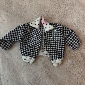 Vintage Skipper Jacket Black‎ & White Checkered With Rhinestones B11